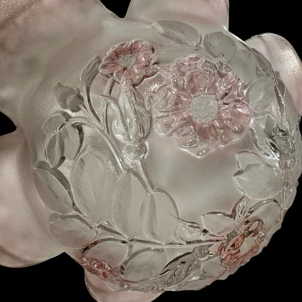 VINTAGE 1980’s~MIKASA~ROSELLA CRYSTAL~EMBOSSED FLOWERS & LEAVES (on bottom)~G13